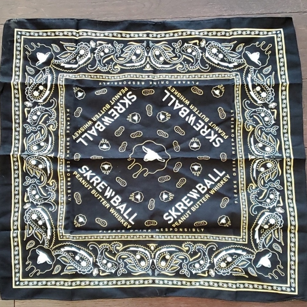 Screwball peanut butter whiskey bandana scarf handkerchief